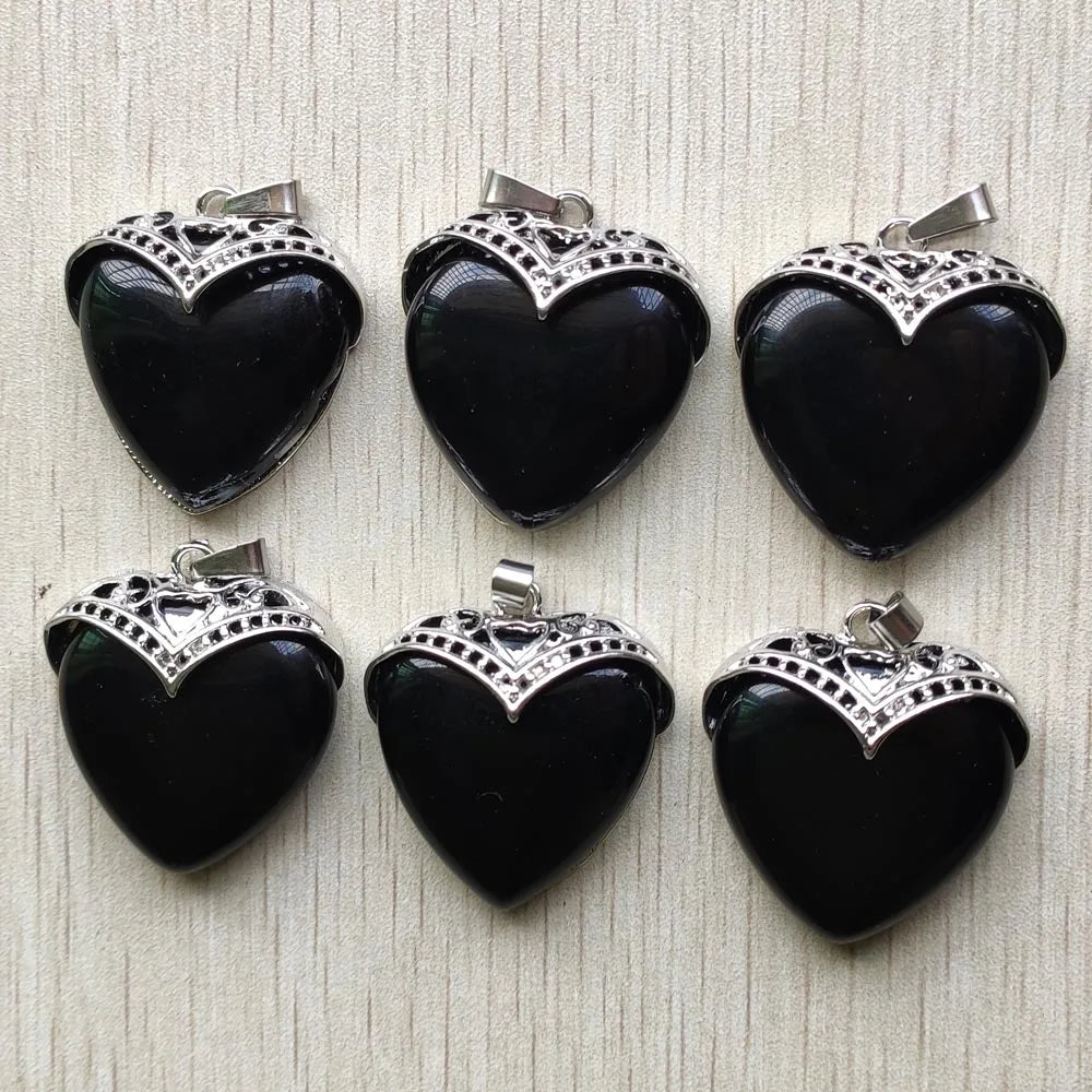 Black Obsidian Heart Pendants-ToShay.org