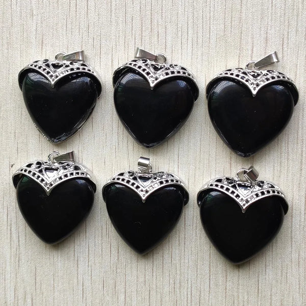 Black Obsidian Heart Pendants-ToShay.org