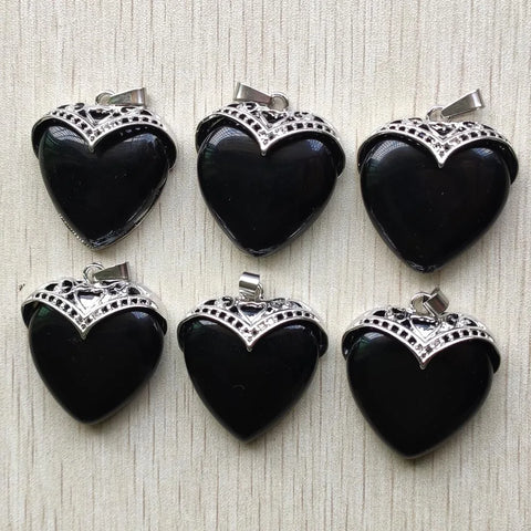 Black Obsidian Heart Pendants-ToShay.org