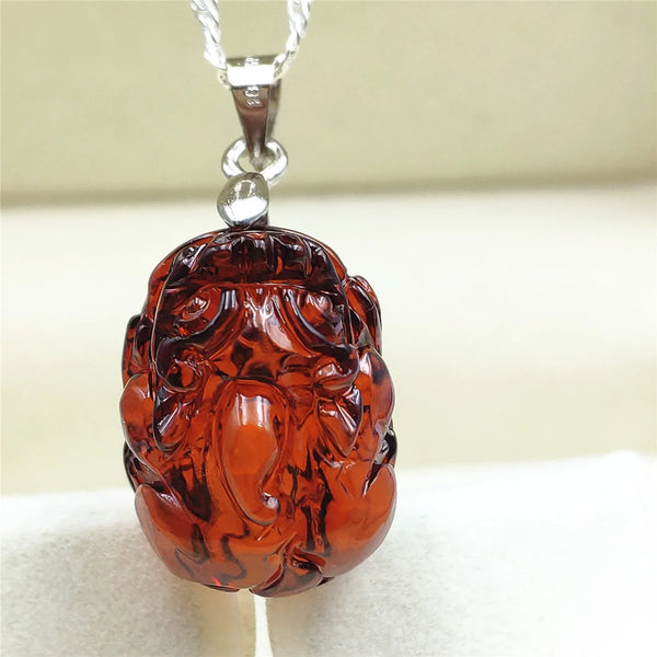 Red Amber Pi Xiu Pendant-ToShay.org