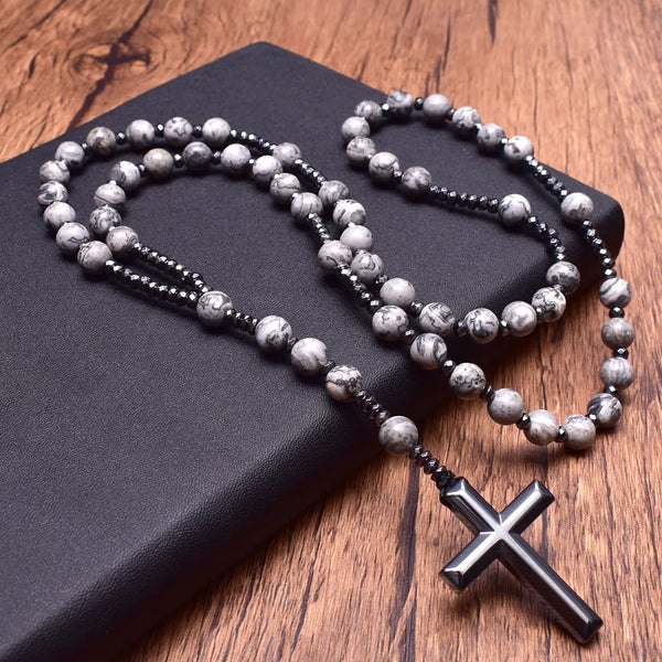 Grey Jasper Stone Rosary-ToShay.org