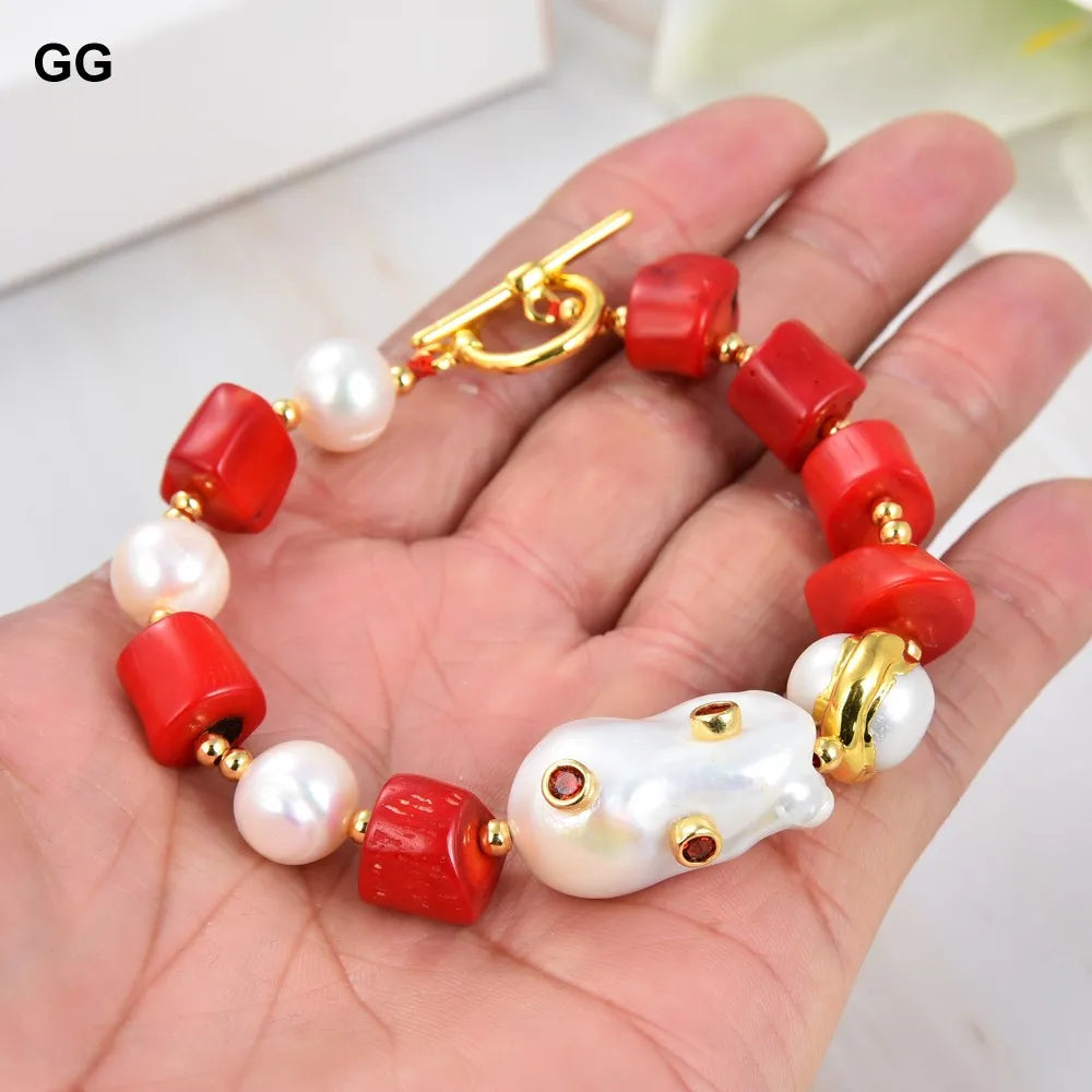 Red Coral Pearl Bracelet-ToShay.org