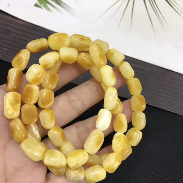 Yellow Amber Bead Bracelet-ToShay.org