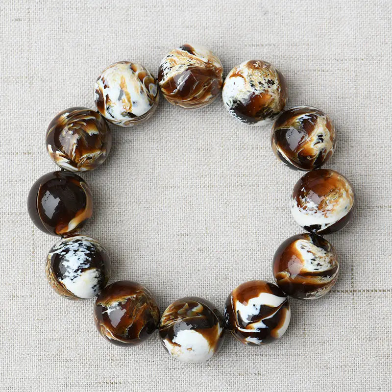 Brown Amber Bead Bracelet-ToShay.org