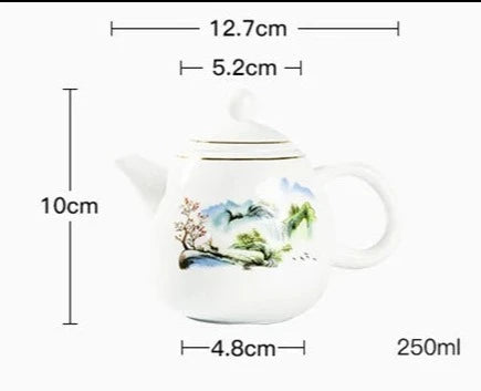 White Painted Porcelain Teapot-ToShay.org