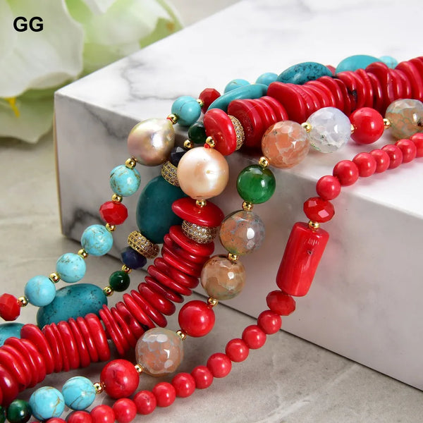 Red Coral Turquoise Bracelet-ToShay.org