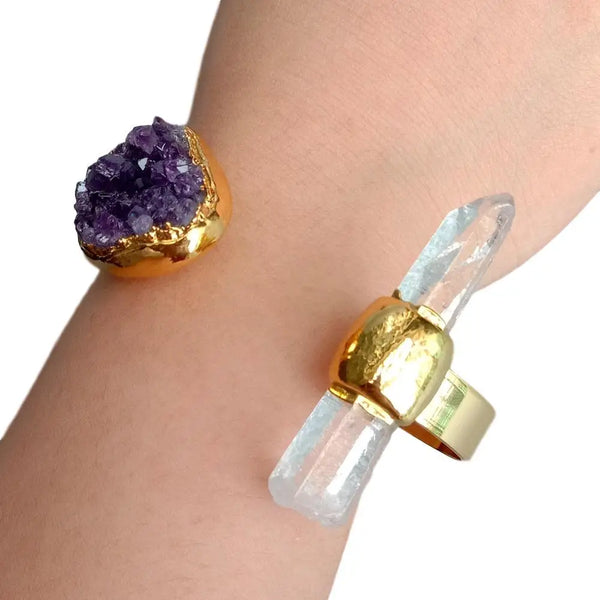 Clear Crystal Point Cuff Bangle-ToShay.org