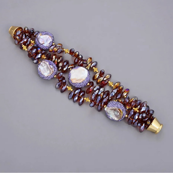 Purple Keshi Pearl Bracelet-ToShay.org