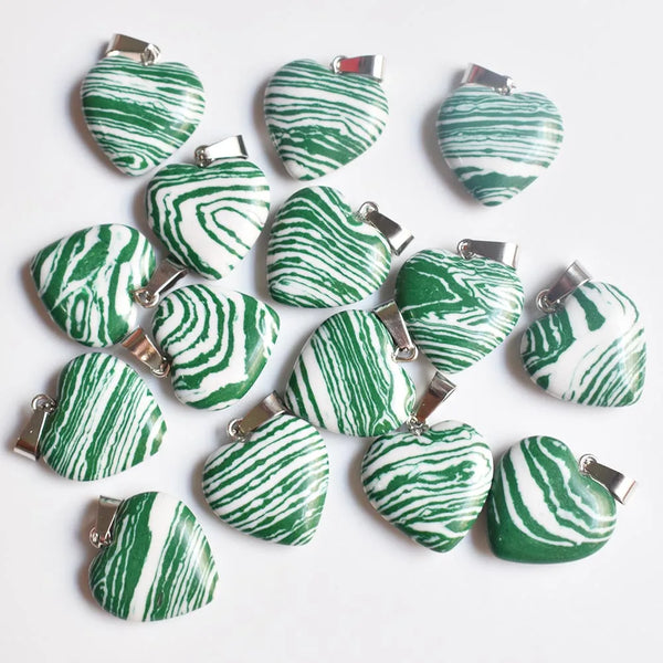 Mixed Malachite Heart Pendants-ToShay.org