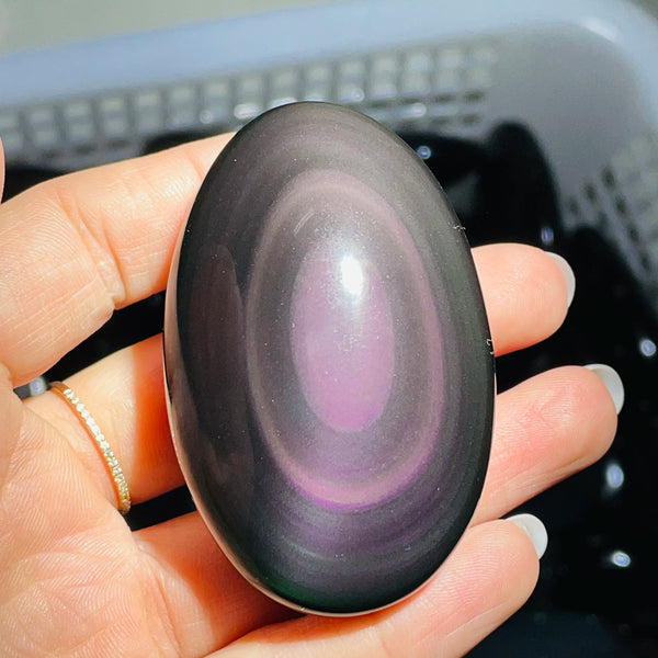 Black Rainbow Obsidian Palm Stones-ToShay.org