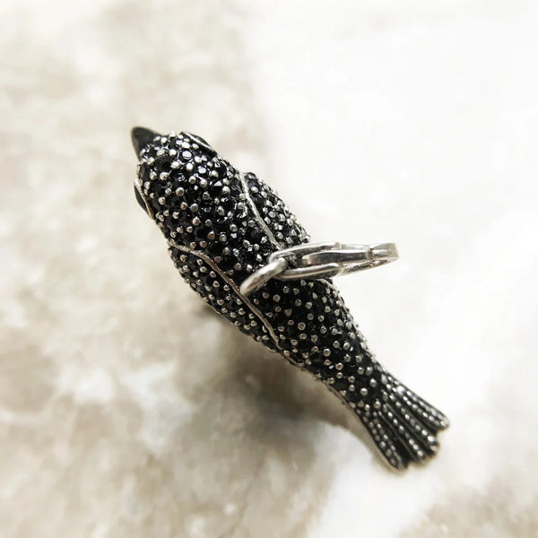 Black Silver Raven Charm-ToShay.org