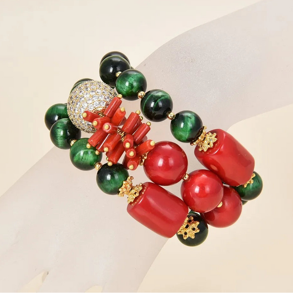 Green Tigers Eye Red Coral-ToShay.org