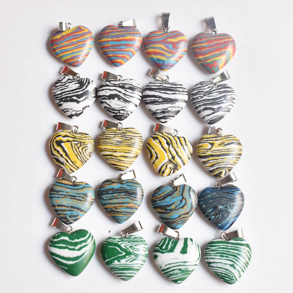 Mixed Malachite Heart Pendants-ToShay.org