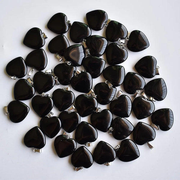 Black Obsidian Heart Pendants-ToShay.org