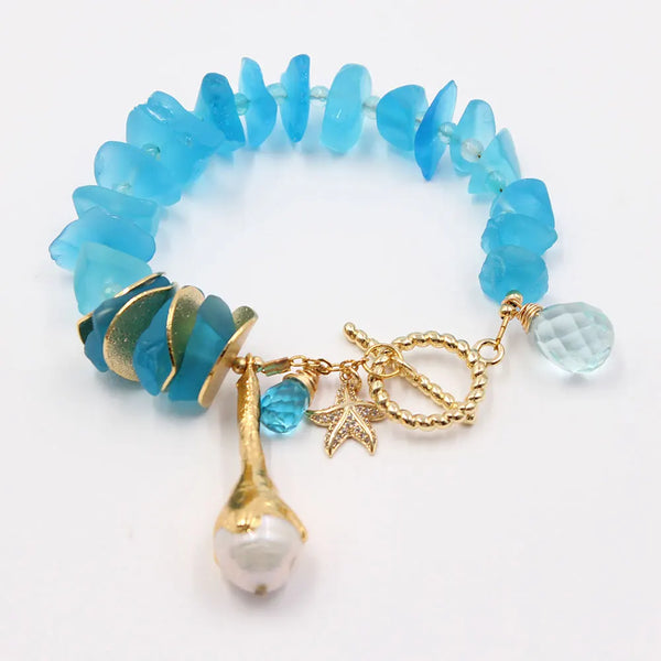 Blue Glass Quartz Bracelet-ToShay.org