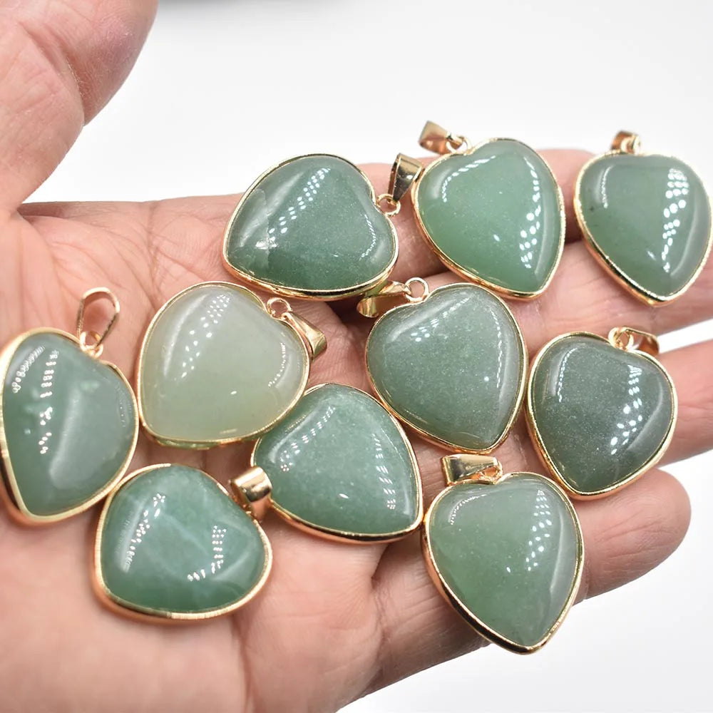Green Aventurine Heart Pendants-ToShay.org