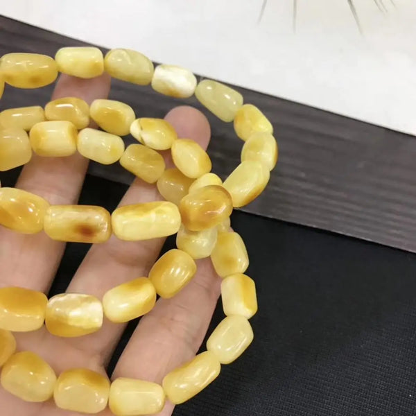 Yellow Amber Bead Bracelet-ToShay.org