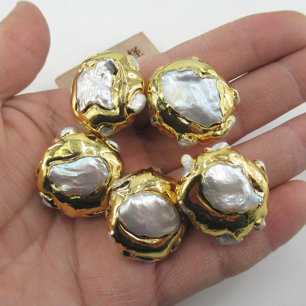 White Pearl Bezel Beads-ToShay.org