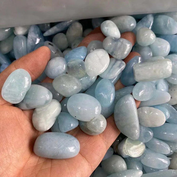 Blue Aquamarine Tumbled Stones-ToShay.org