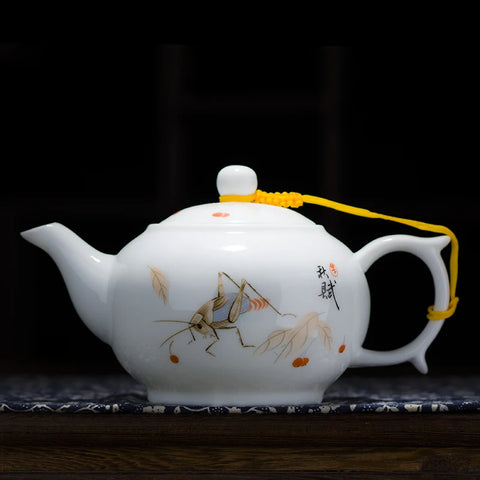 White Painted Porcelain Teapot-ToShay.org