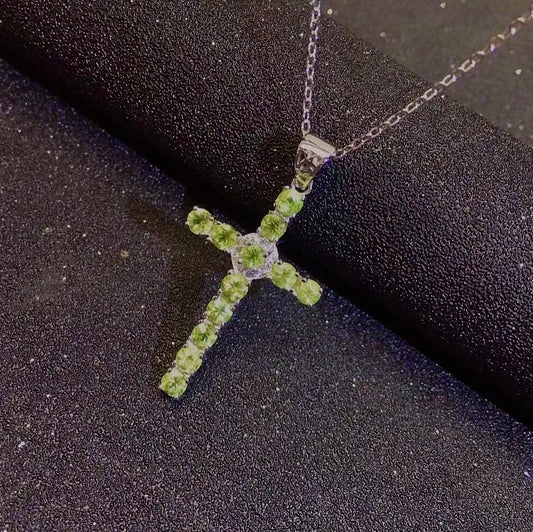 Green Peridot Cross Pendant-ToShay.org