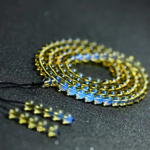 Blue Amber Mala Beads-ToShay.org