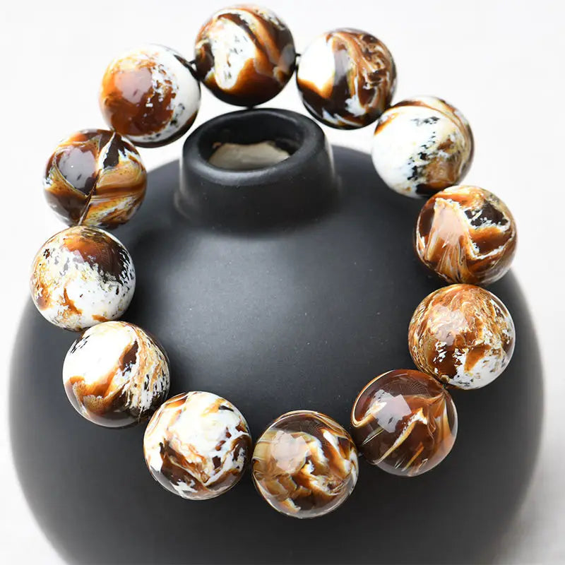 Brown Amber Bead Bracelet-ToShay.org
