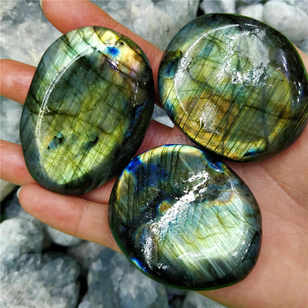 Blue Labradorite Flash Palm Stone-ToShay.org