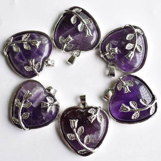 Purple Amethysts Heart Pendant-ToShay.org