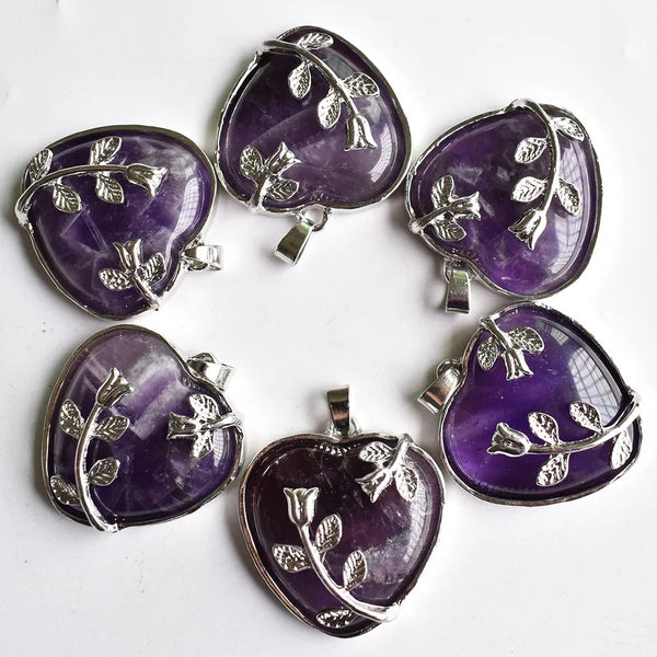 Purple Amethysts Heart Pendant-ToShay.org