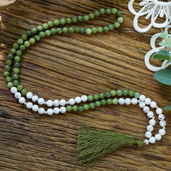 Green Jade Howlite Bead Necklace-ToShay.org