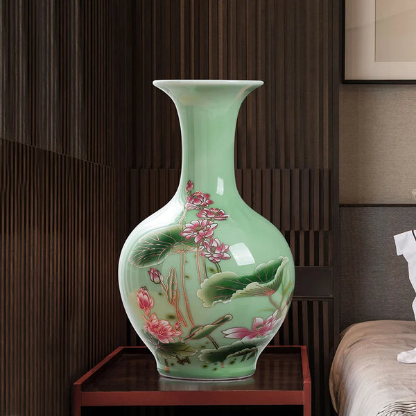 Celadon Glaze Lotus Vases-ToShay.org