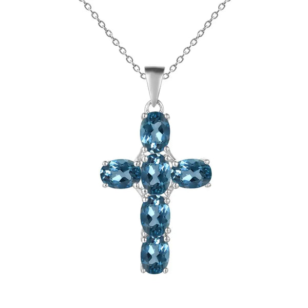 Silver Cross Gemstone Pendant-ToShay.org