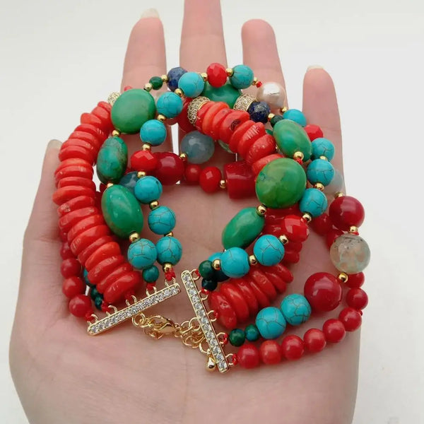 Red Coral Crystal Bracelet-ToShay.org