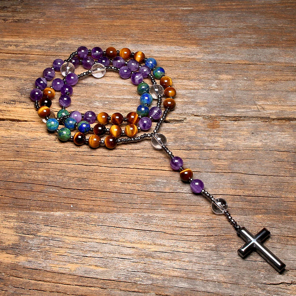 Purple Amethyst Rosary Beads-ToShay.org