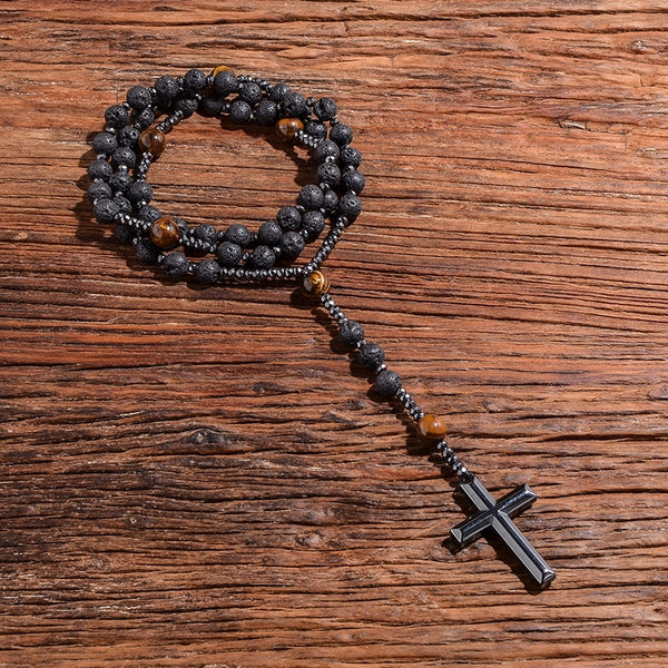 Black Lava Stone Rosary-ToShay.org