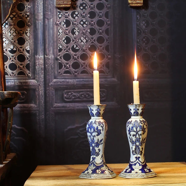 Blue and White Candle Holder-ToShay.org