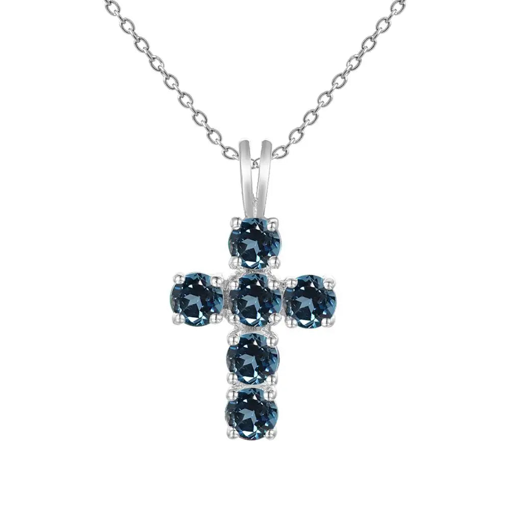 Silver Crystal Cross Pendant-ToShay.org