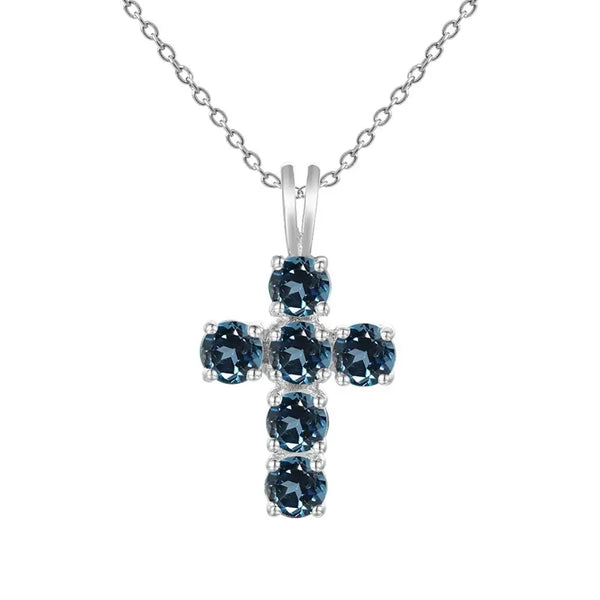 Silver Gemstone Cross Pendant-ToShay.org
