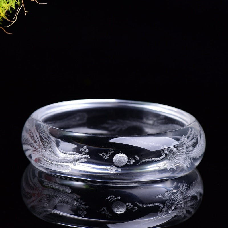 White Quartz Dragon Bangle-ToShay.org