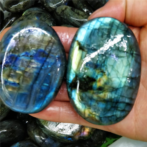 Blue Labradorite Flash Palm Stone-ToShay.org