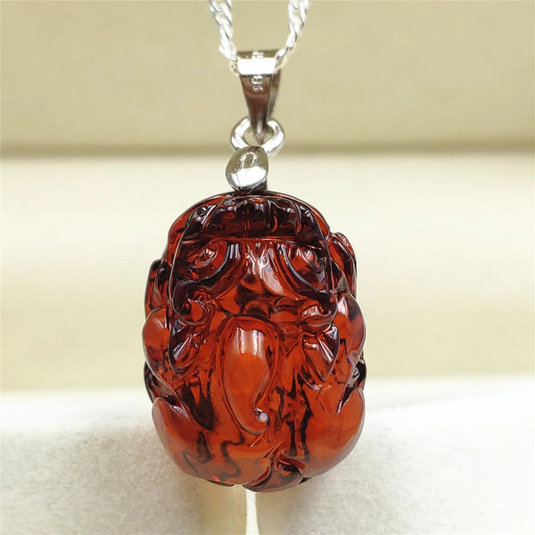 Red Amber Pi Xiu Pendant-ToShay.org