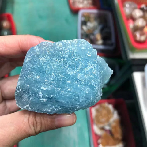 Blue Aquamarine Rough Raw Stone-ToShay.org