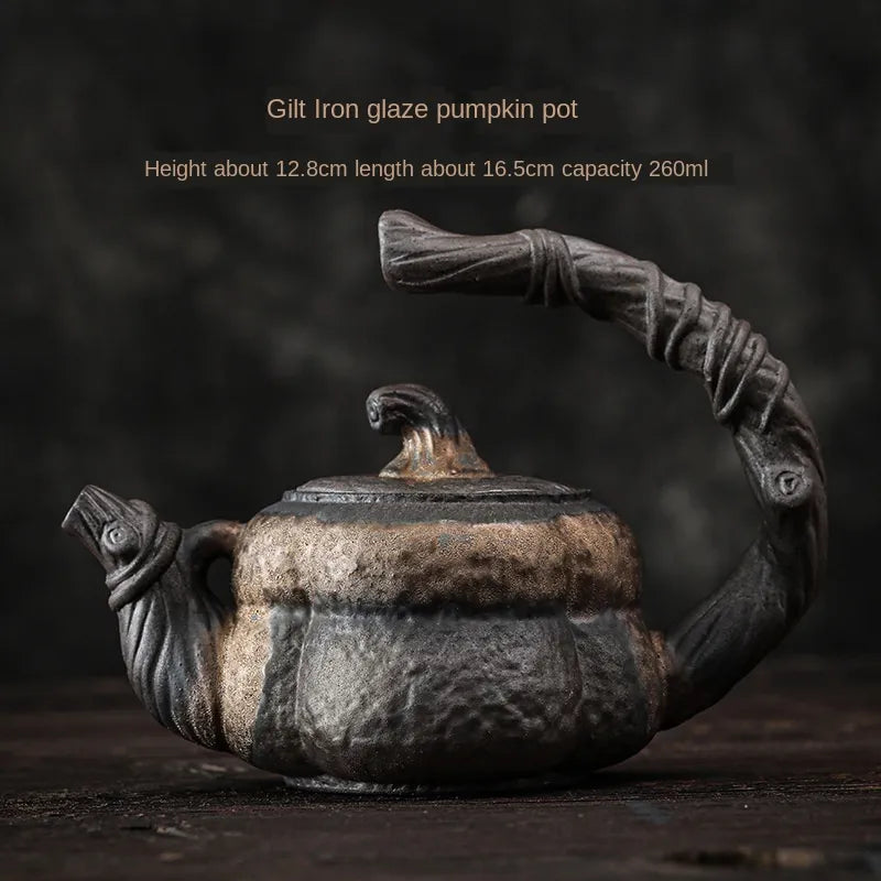 Pumpkin Loop-Handle Teapot-ToShay.org