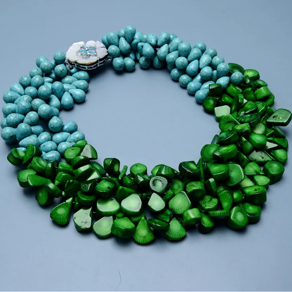 Green Coral Turquoise Necklace-ToShay.org