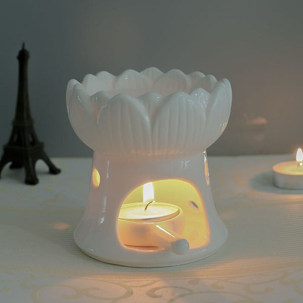 White Porcelain Essential Oil Lamp-ToShay.org