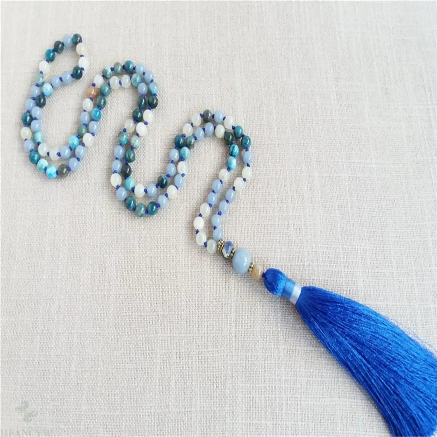 Blue Angelite Apatite Mala-ToShay.org