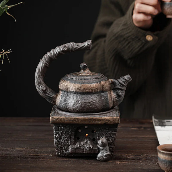 Pumpkin Loop-Handle Teapot-ToShay.org