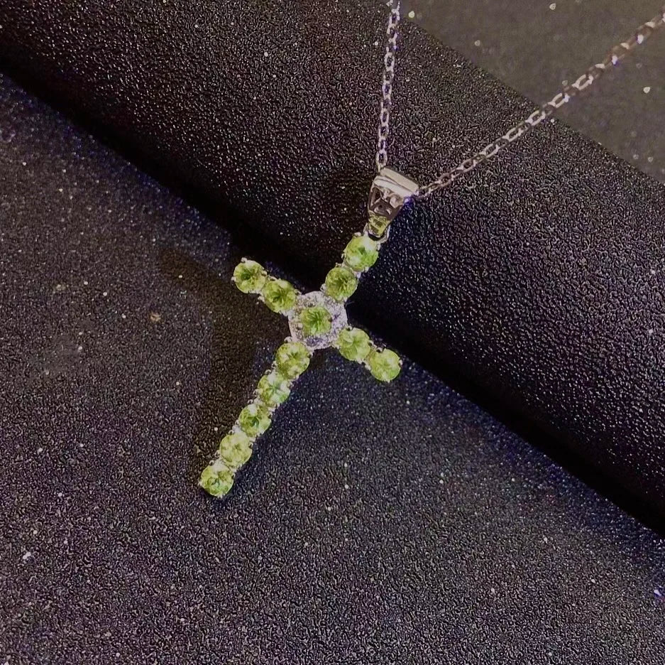 Green Peridot Cross Pendant-ToShay.org