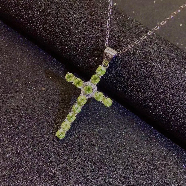 Peridot Cross Pendant-ToShay.org